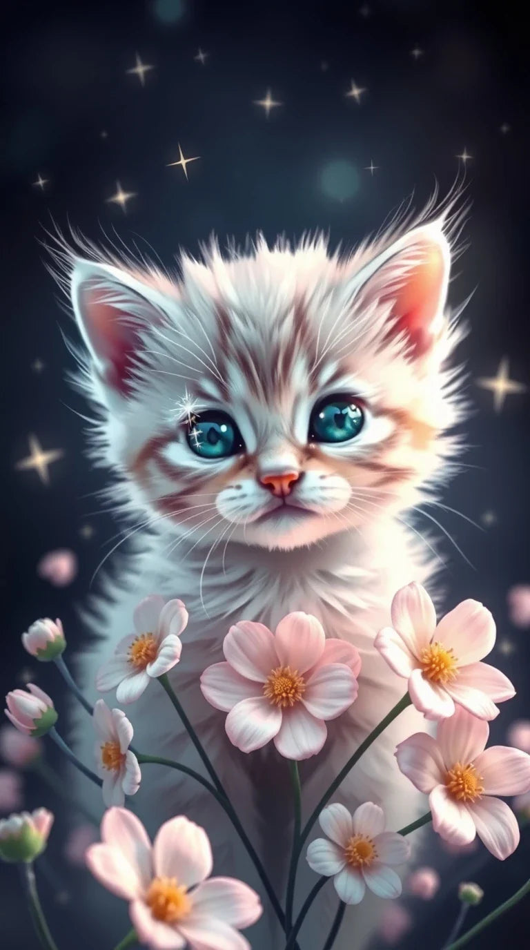 4K HD white fluffy kitten