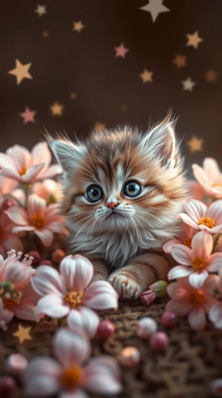 4K HD white and gray kitten
