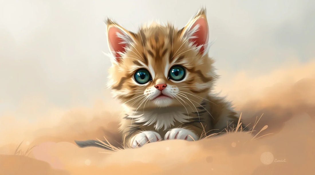 4K HD white kitten with blue eyes