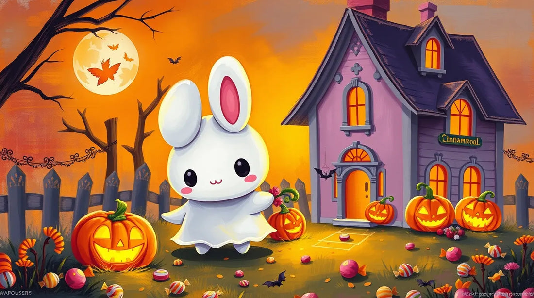 Halloween 4K wallpaper for iPad, featuring haunted houses, ghosts, and pumpkins. Ideal for a spooky look this season.