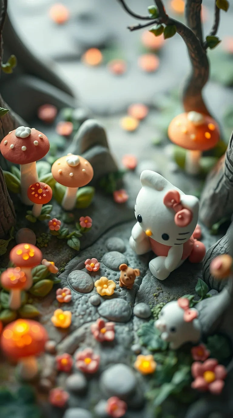 4K black background Hello Kitty wallpaper
