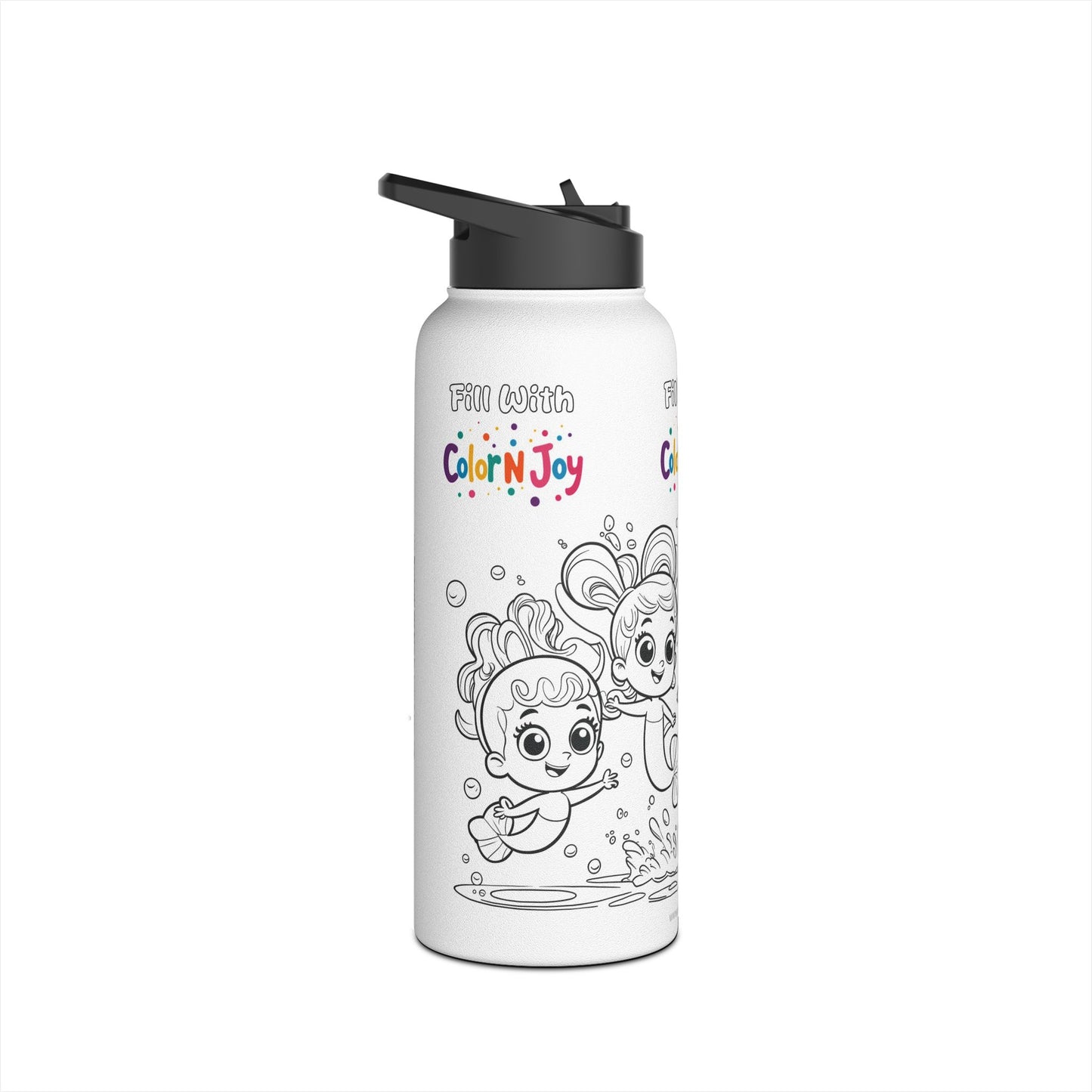 Bubble Guppies Coloring Water Bottle | Fill with Molly, Deema & Gil Designs | Eco-Friendly Stainless Steel | Screen-Free Fun