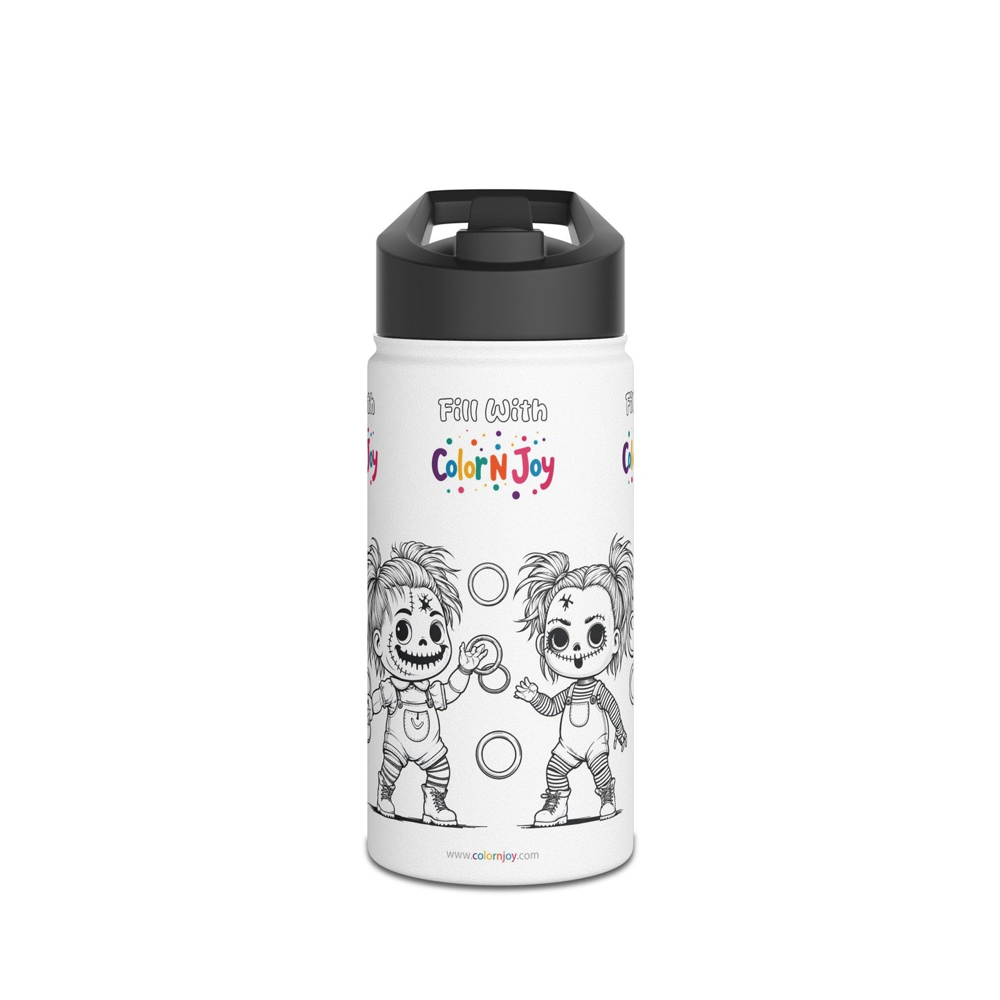 Chucky Coloring Water Bottle | Halloween Spooky Activity for Kids | Reusable Stainless Steel with Free Coloring Pages
