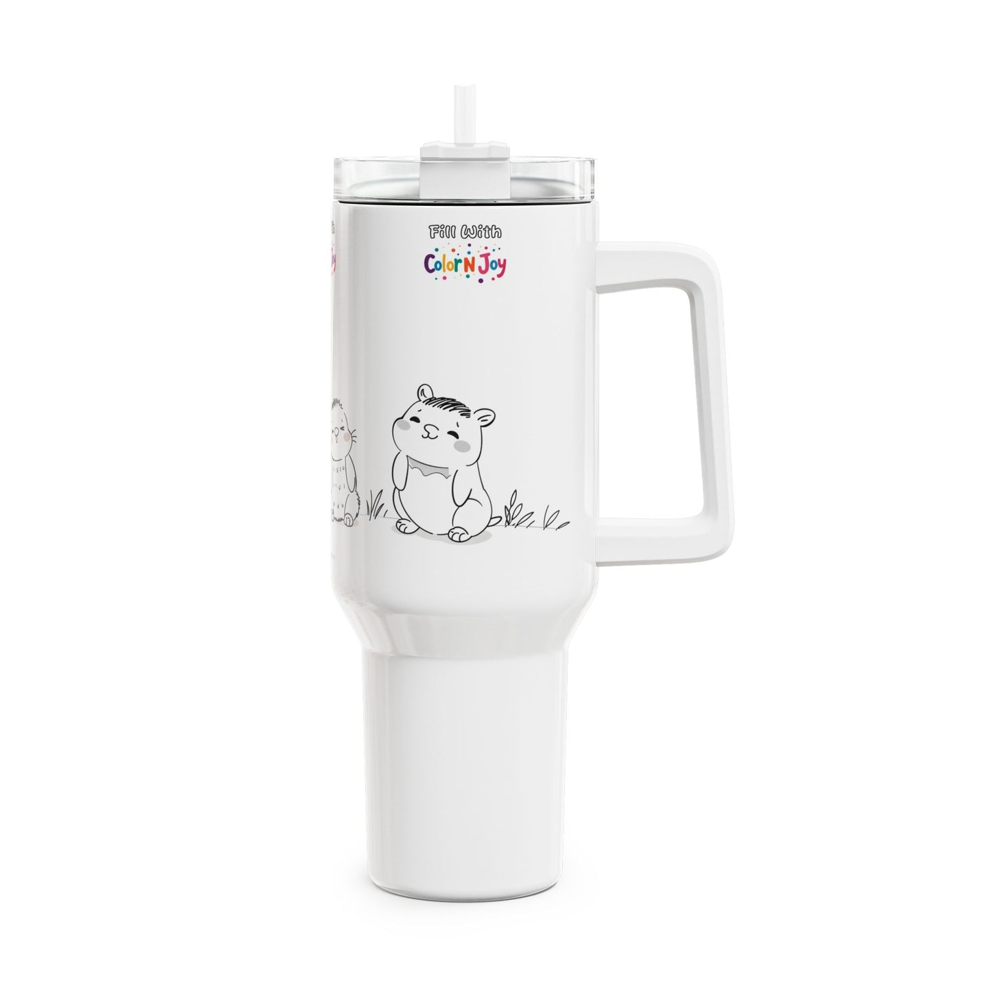 Smiling Critters Colorable Travel Mug – Friendly Kids Tumbler | Ages 4-10 Gift