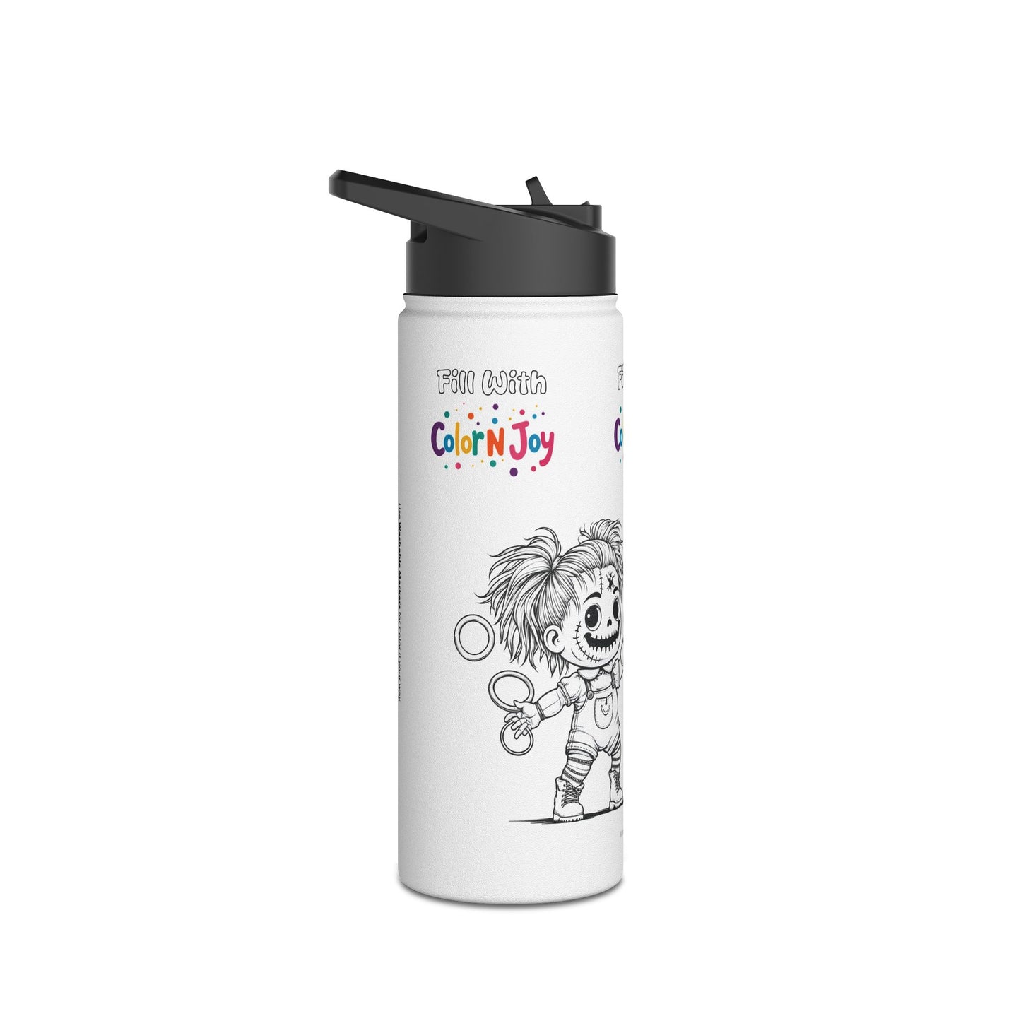 Chucky Coloring Water Bottle | Halloween Spooky Activity for Kids | Reusable Stainless Steel with Free Coloring Pages