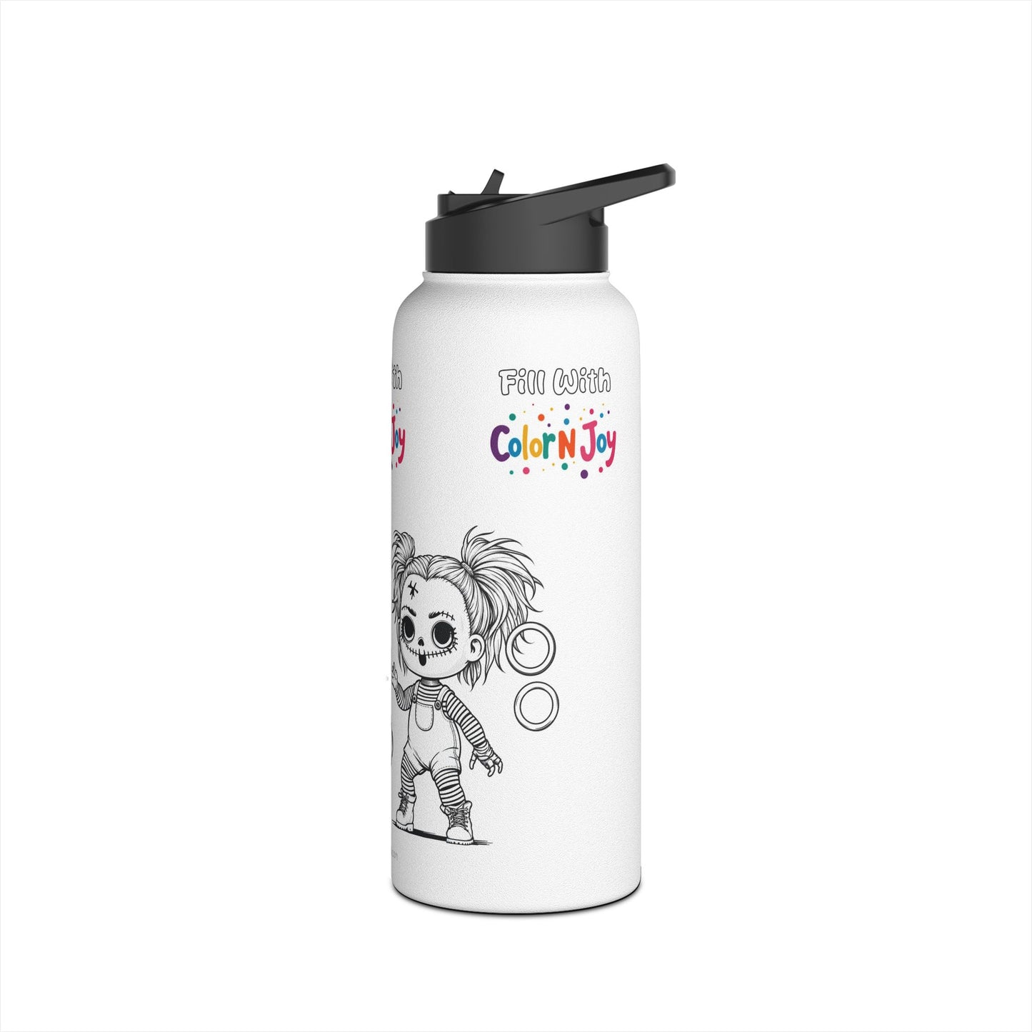 Chucky Coloring Water Bottle | Halloween Spooky Activity for Kids | Reusable Stainless Steel with Free Coloring Pages