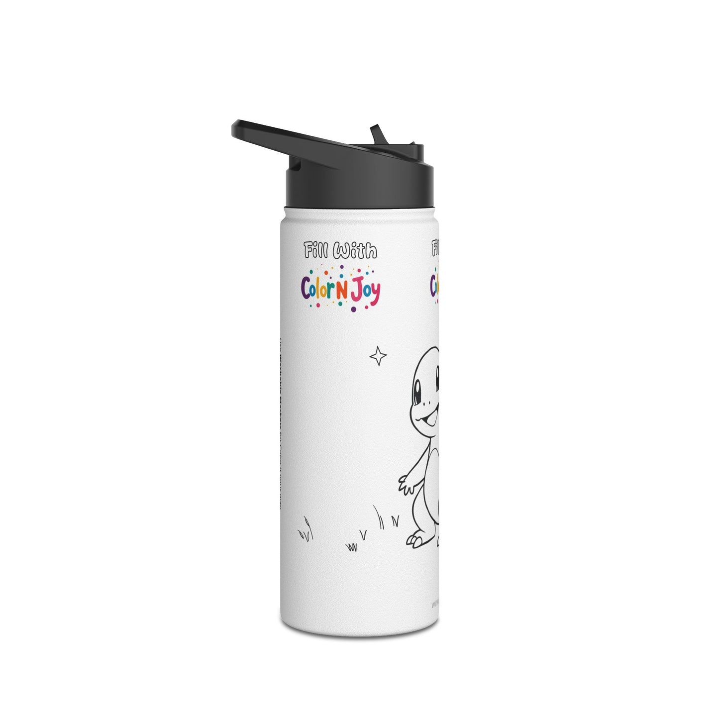 Fire Spirit Dragon Coloring Water Bottle | Creative Kids Stainless Steel Bottle with Bonus Coloring Sheets | Reduce Screen Time