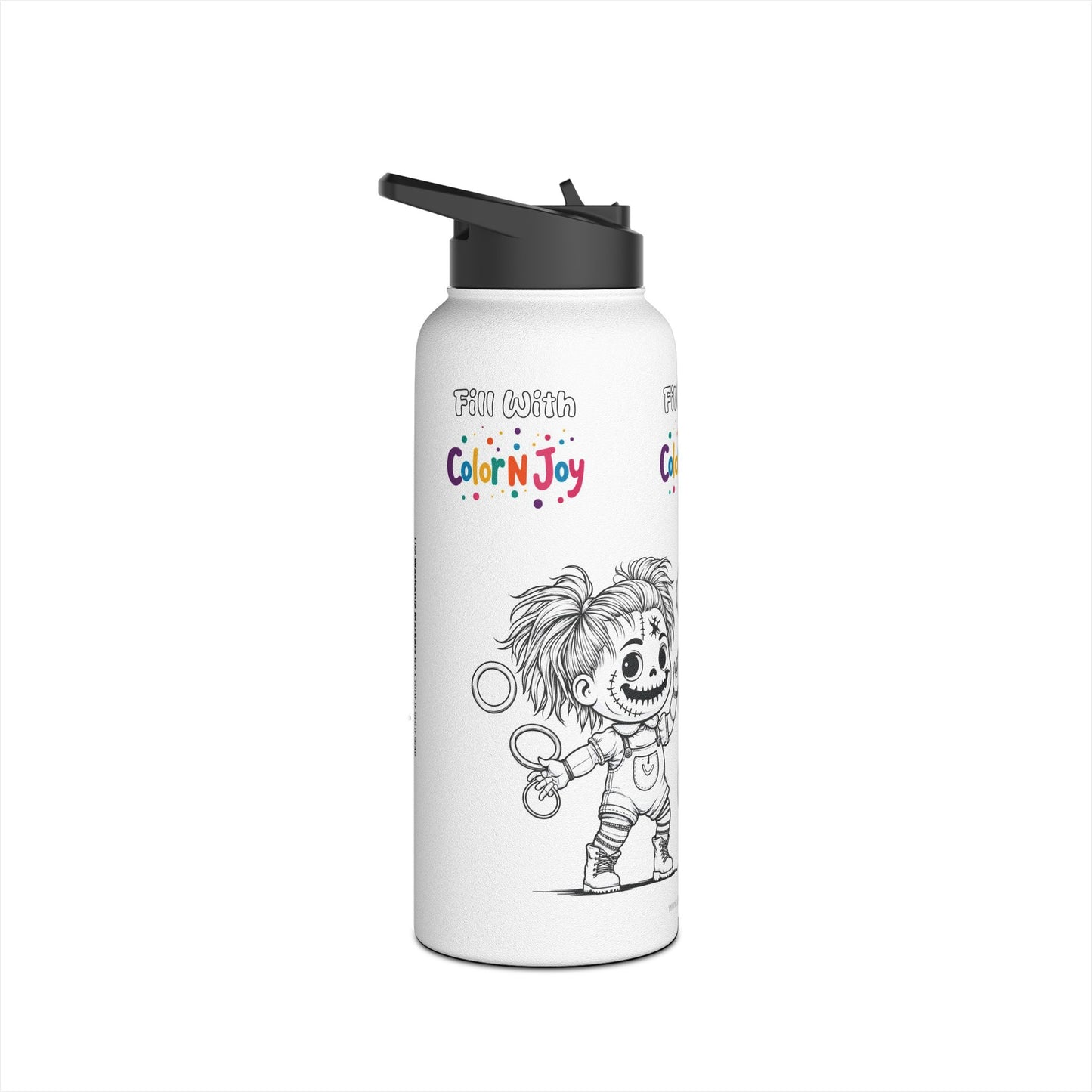 Chucky Coloring Water Bottle | Halloween Spooky Activity for Kids | Reusable Stainless Steel with Free Coloring Pages