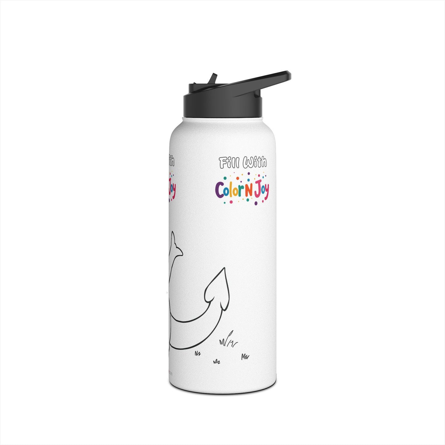 Fire Spirit Dragon Coloring Water Bottle | Creative Kids Stainless Steel Bottle with Bonus Coloring Sheets | Reduce Screen Time