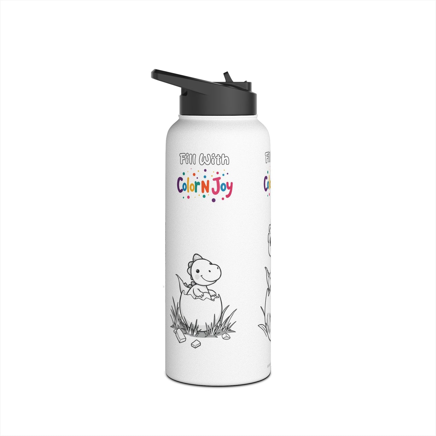Dino Coloring Water Bottle for Kids, Eco-Friendly, Screen-Free Fun