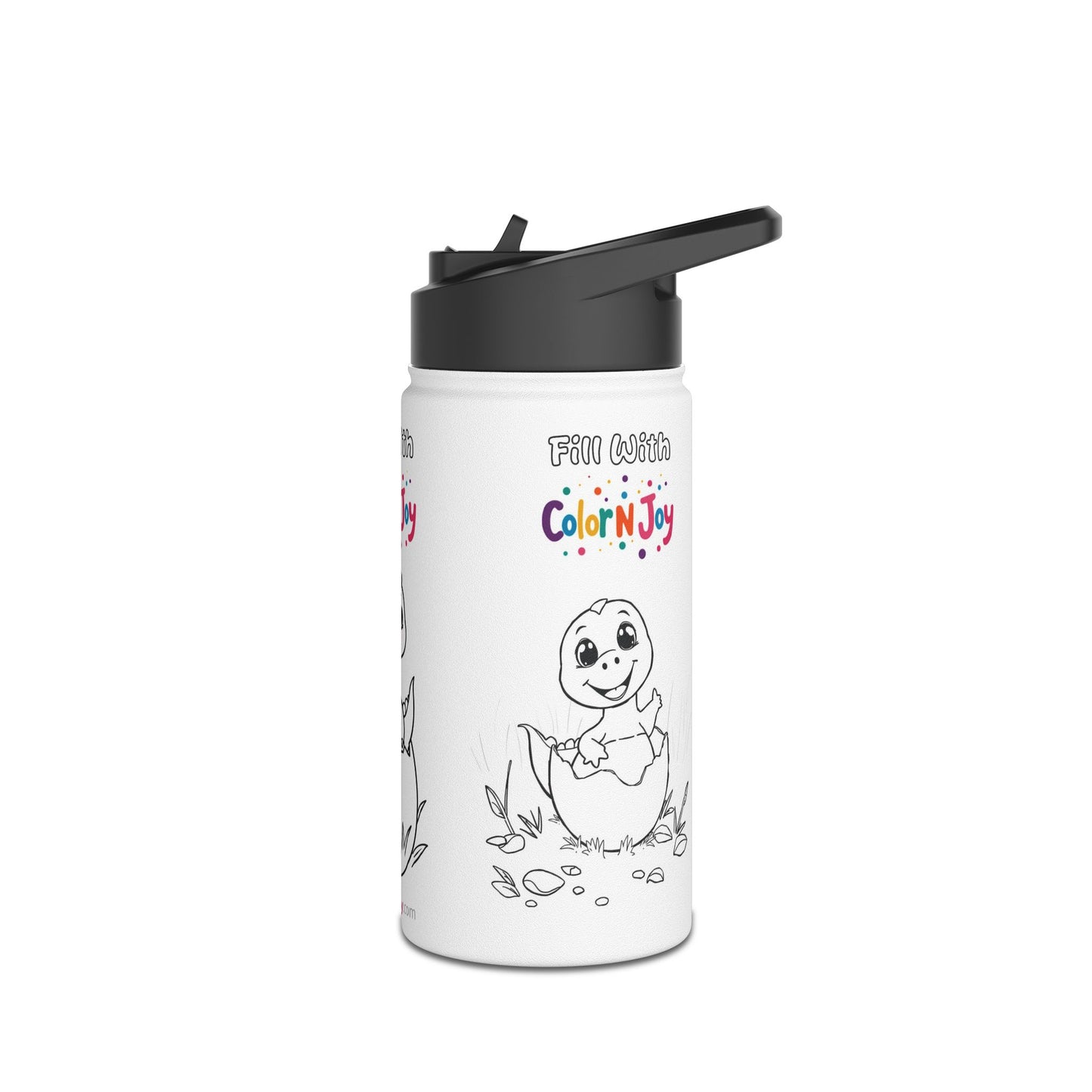 Dino Coloring Water Bottle for Kids, Eco-Friendly, Screen-Free Fun