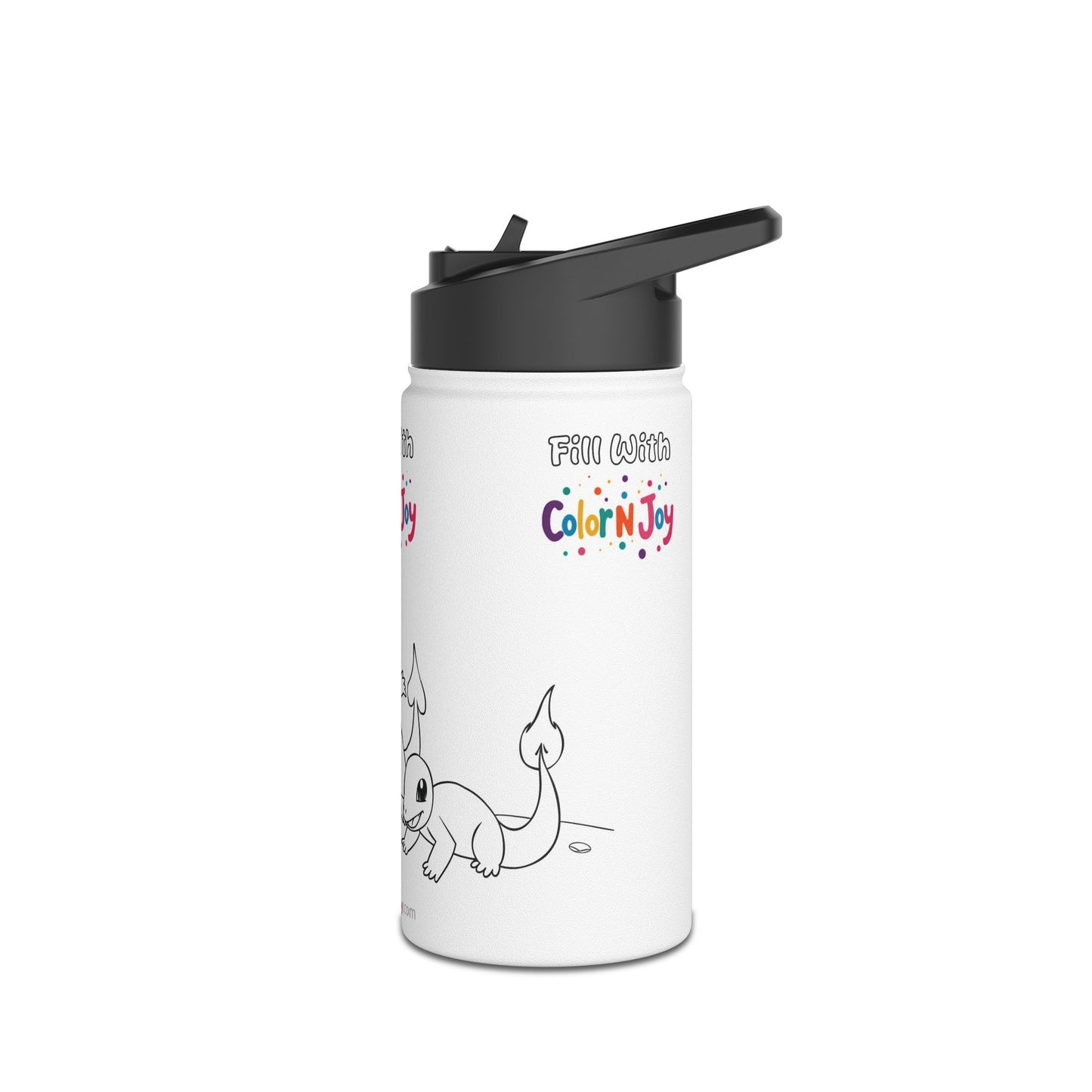 Dragon Flame Coloring Water Bottle | Creative Stainless Steel Bottle with Printable Coloring Pages | Screen-Free Kids Activity