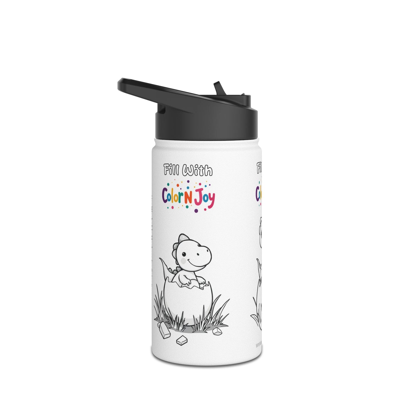 Dino Coloring Water Bottle for Kids, Eco-Friendly, Screen-Free Fun