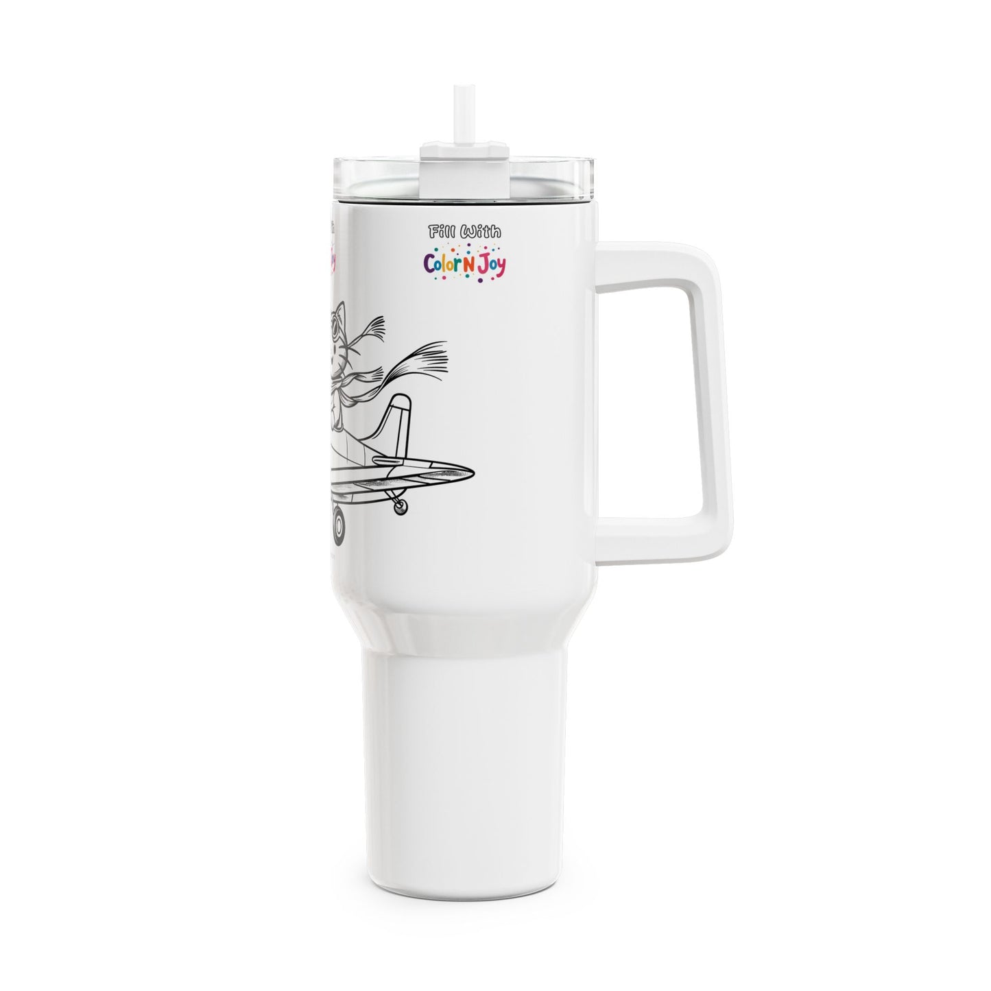 Smiling Critters Cat Pilot Tumbler – Color Your Own Aviator Travel Mug