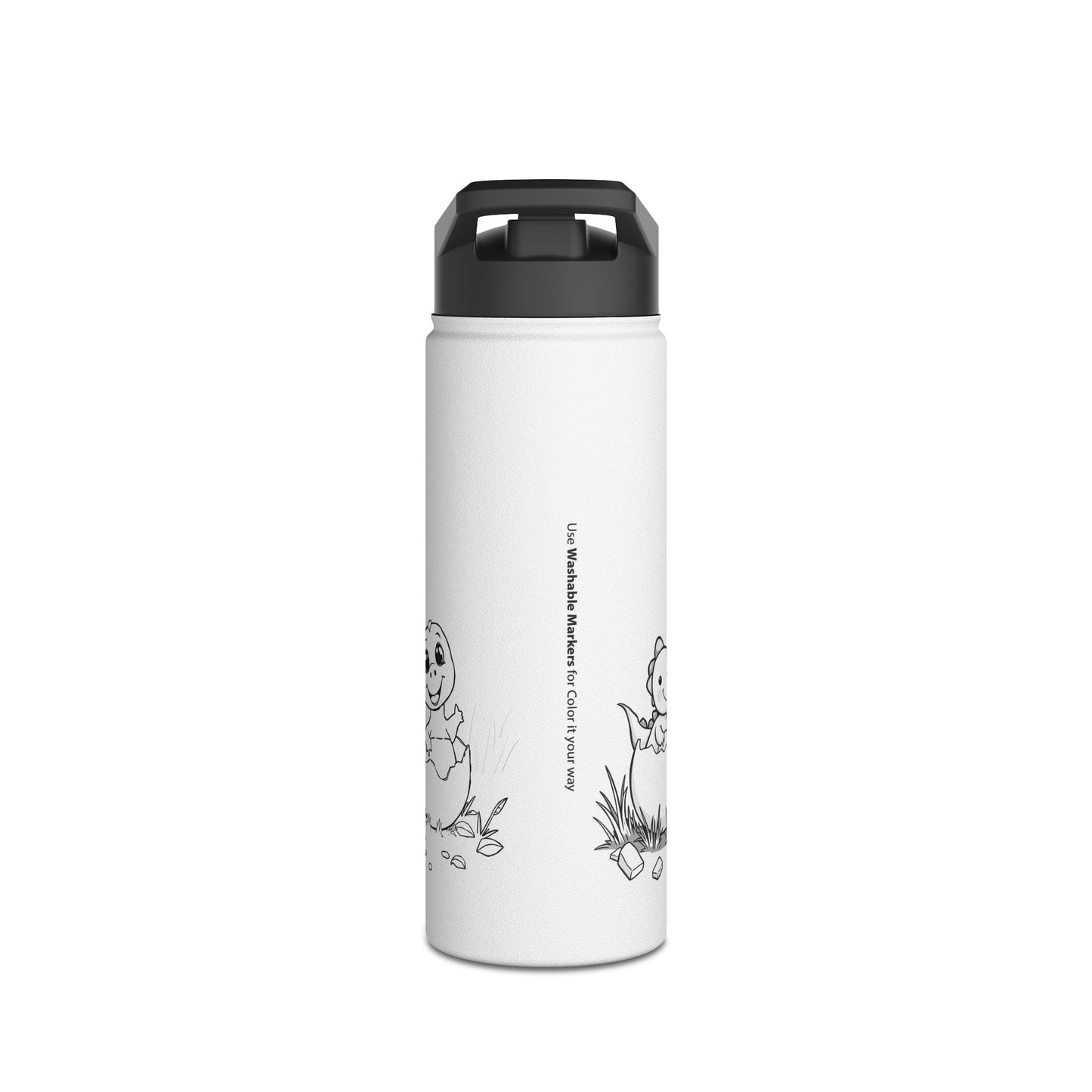 Dino Coloring Water Bottle for Kids, Eco-Friendly, Screen-Free Fun