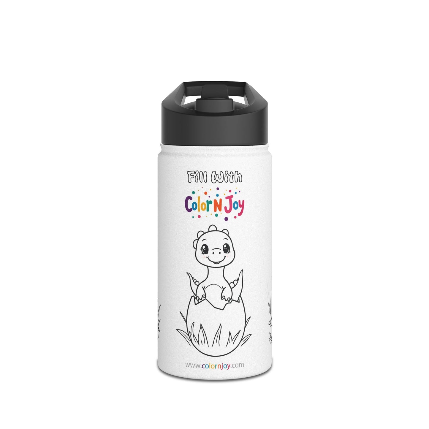 Dino Coloring Water Bottle for Kids, Eco-Friendly, Screen-Free Fun