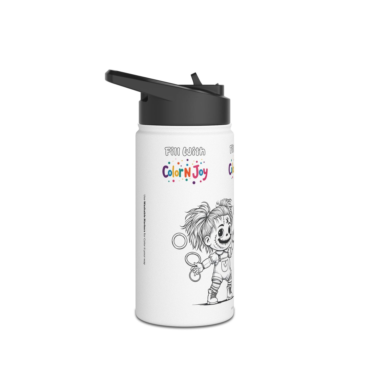 Chucky Coloring Water Bottle | Halloween Spooky Activity for Kids | Reusable Stainless Steel with Free Coloring Pages