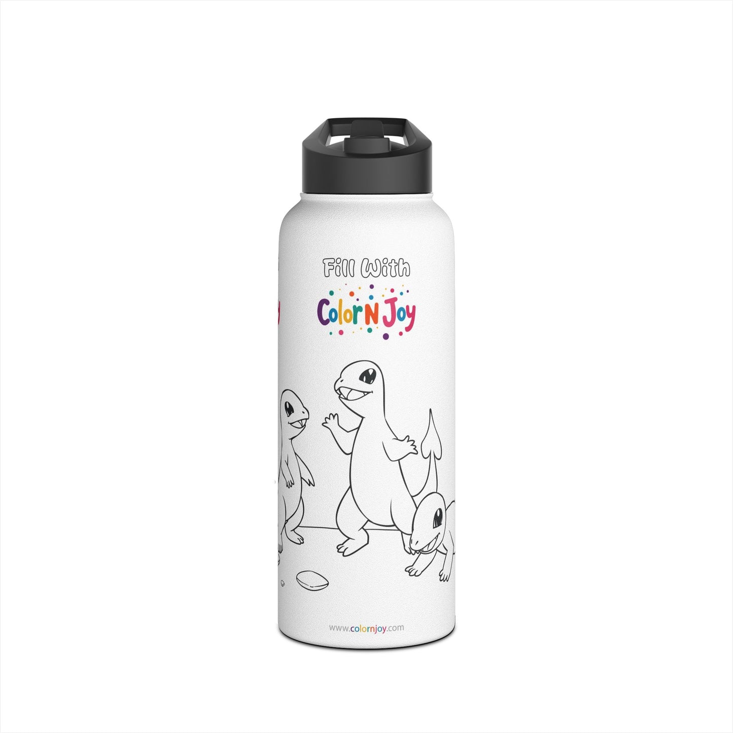 Dragon Flame Coloring Water Bottle | Creative Stainless Steel Bottle with Printable Coloring Pages | Screen-Free Kids Activity
