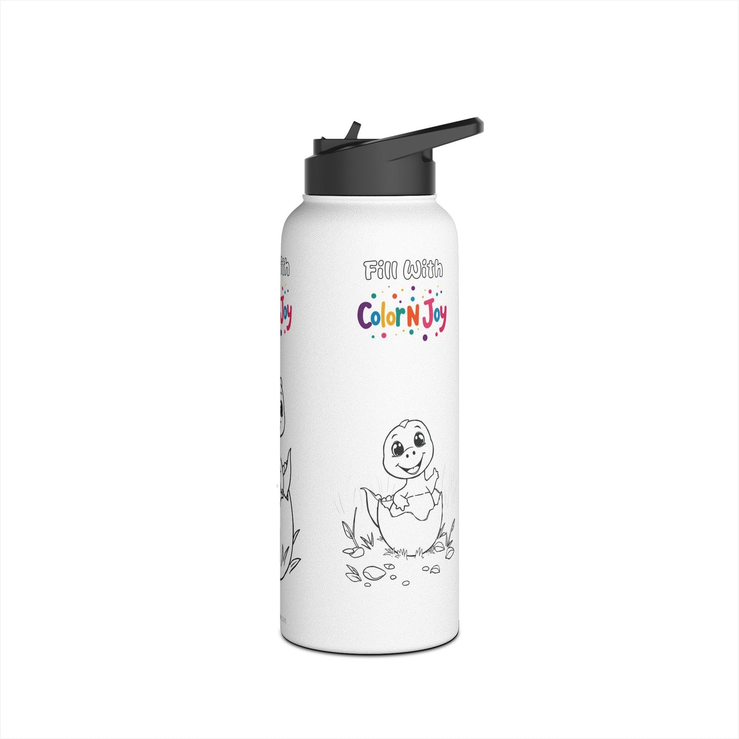 Dino Coloring Water Bottle for Kids, Eco-Friendly, Screen-Free Fun