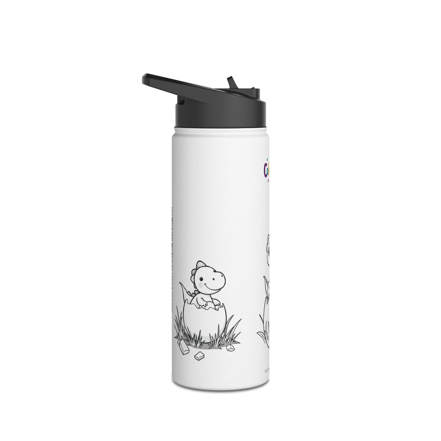 Dino Coloring Water Bottle for Kids, Eco-Friendly, Screen-Free Fun