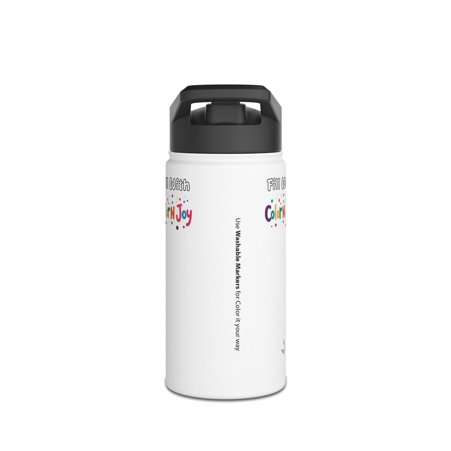 Fire Spirit Dragon Coloring Water Bottle | Creative Kids Stainless Steel Bottle with Bonus Coloring Sheets | Reduce Screen Time