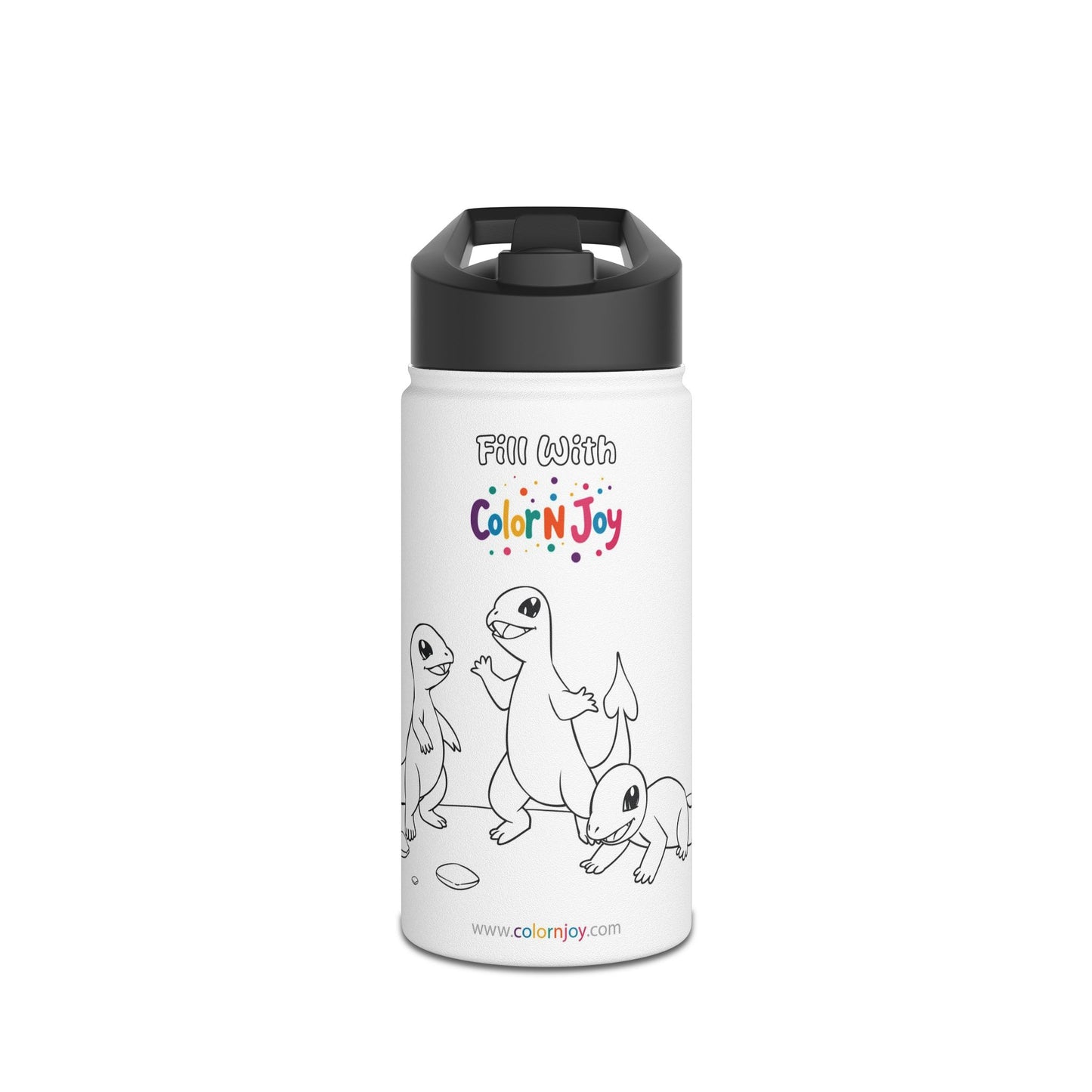 Dragon Flame Coloring Water Bottle | Creative Stainless Steel Bottle with Printable Coloring Pages | Screen-Free Kids Activity