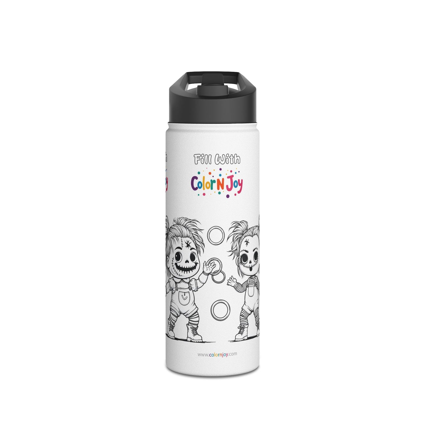 Chucky Coloring Water Bottle | Halloween Spooky Activity for Kids | Reusable Stainless Steel with Free Coloring Pages