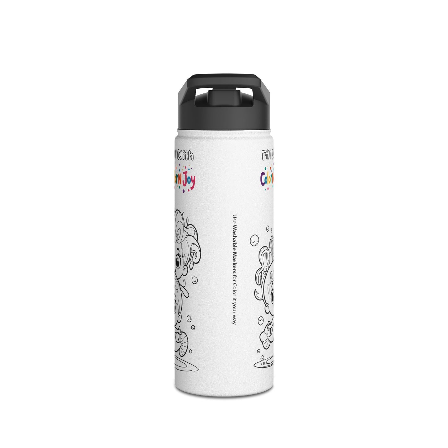 Bubble Guppies Coloring Water Bottle | Fill with Molly, Deema & Gil Designs | Eco-Friendly Stainless Steel | Screen-Free Fun