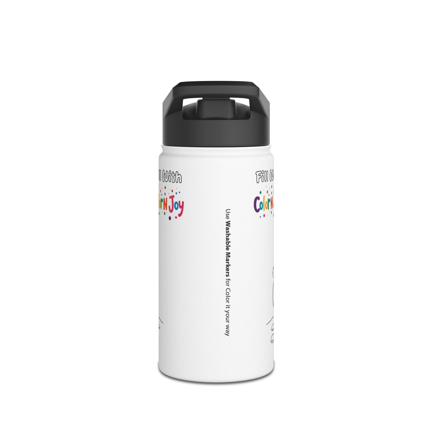 Dragon Flame Coloring Water Bottle | Creative Stainless Steel Bottle with Printable Coloring Pages | Screen-Free Kids Activity