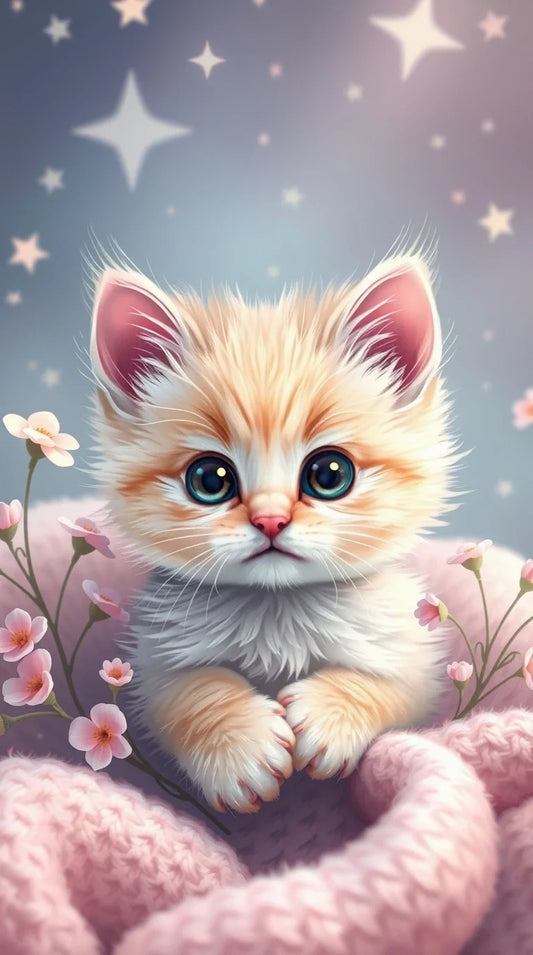 4K HD kittens on white background