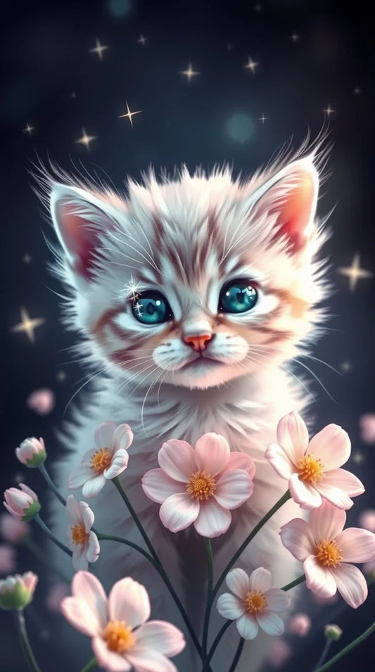 4K HD white fluffy kitten