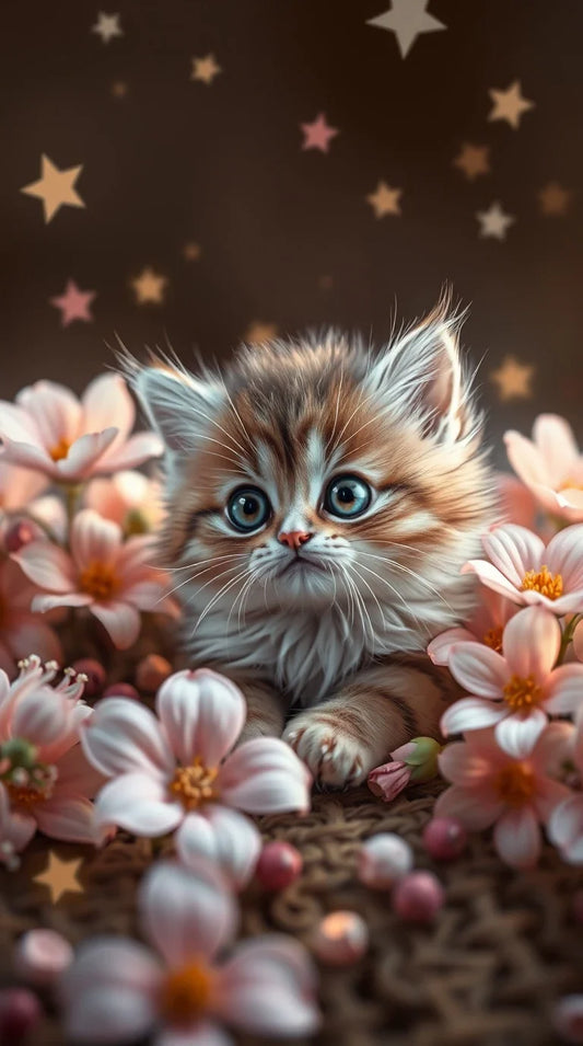 4K HD white and gray kitten
