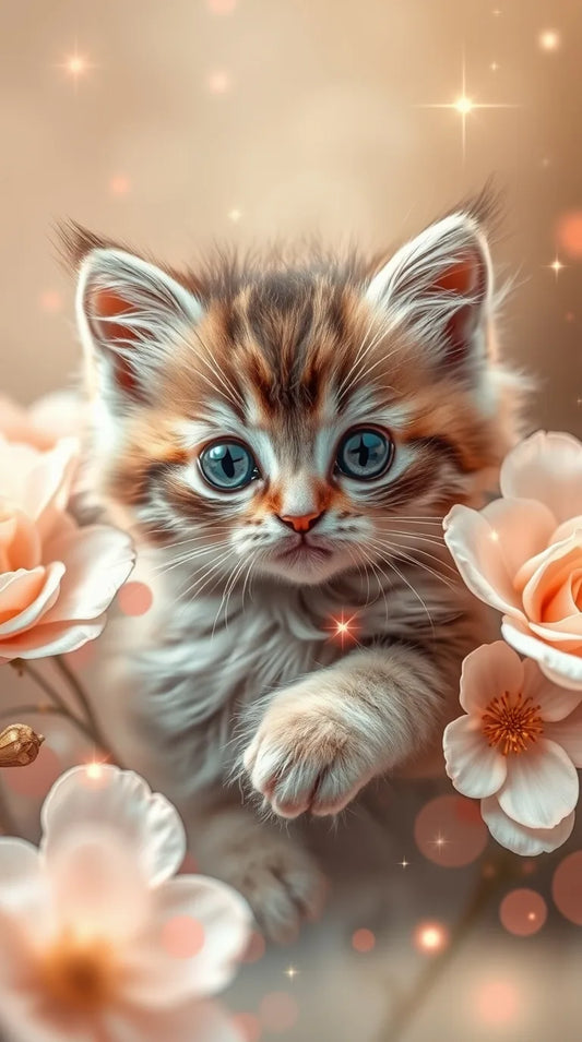 4K HD white and grey kitten