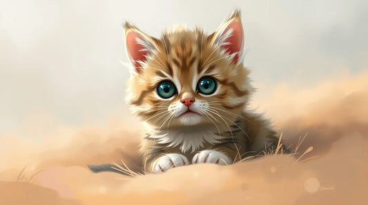 4K HD white kitten with blue eyes