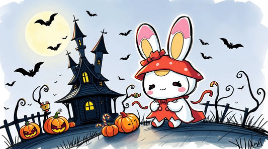 Cute Halloween-themed 4K PC wallpaper, featuring adorable pumpkins, candy, and ghosts. A charming addition to your desktop.
