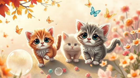 A fluffy kitten in a cozy blanket, 4K cute cat wallpaper for free download.