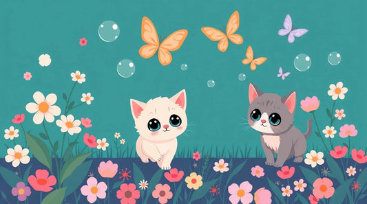 A tiny kitten playing with a ball of yarn, cute cat wallpaper in 4K.