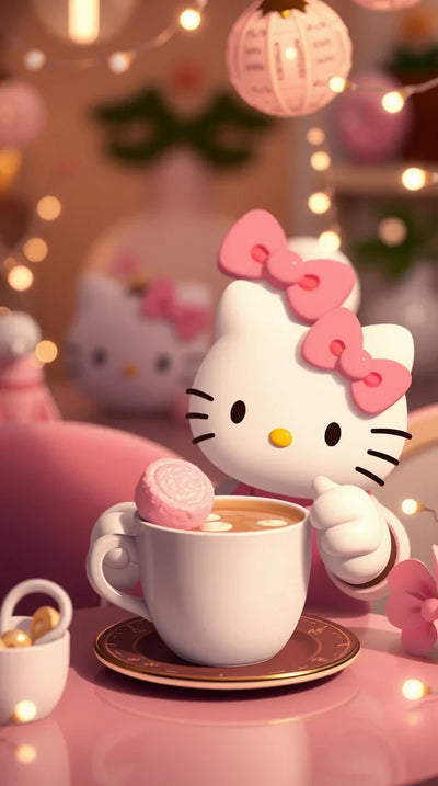 4K Black and White Hello Kitty Wallpaper Download