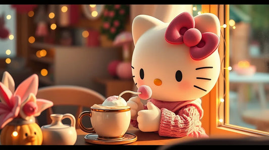 4K black Hello Kitty background
