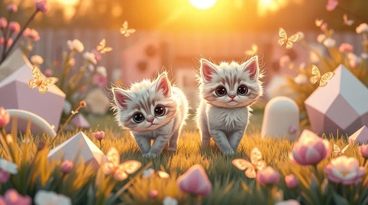 A beautiful HD cat wallpaper for PC featuring a fluffy kitten resting on a soft pastel background, perfect for a cozy and aesthetic desktop setup.
