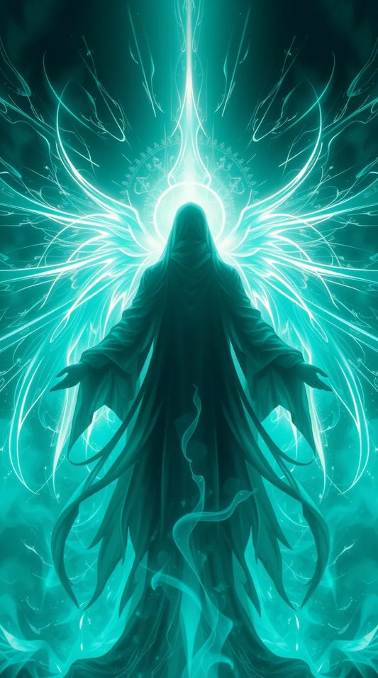 Dynamic teal painting sharp angles