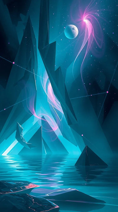Ethereal Aura Deep Teal Painting View