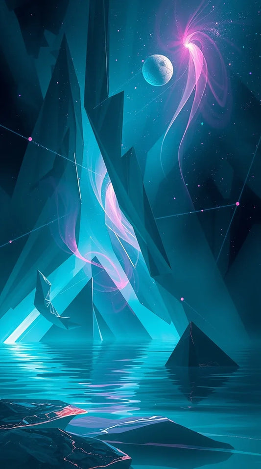 Ethereal aura deep teal painting view