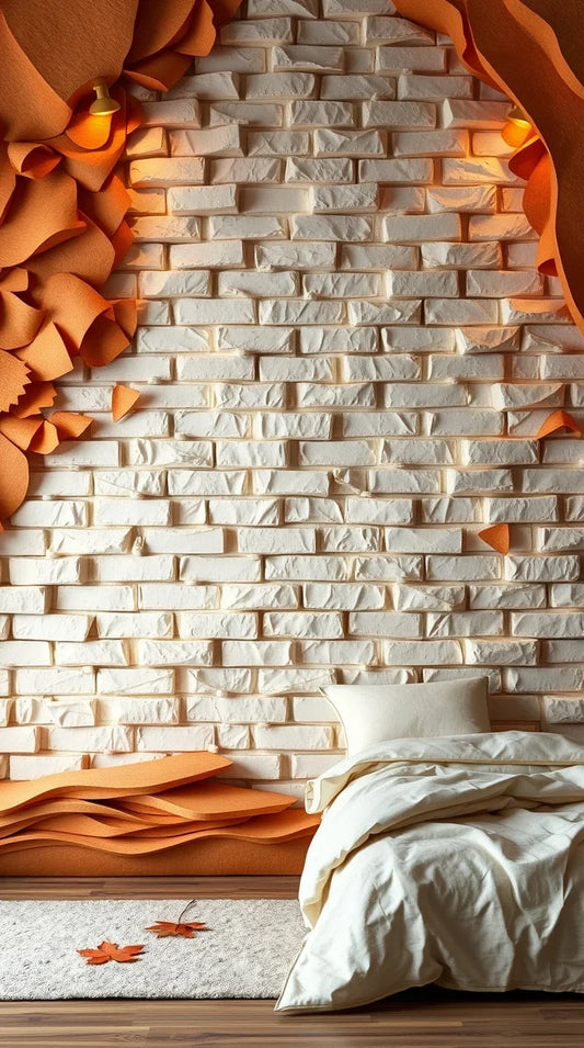 Stylish interior with wallpaper brick accents for a warm, cozy feel