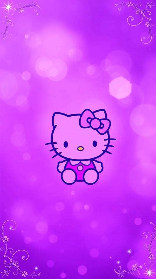HD Hello Kitty background with a soft purple aesthetic