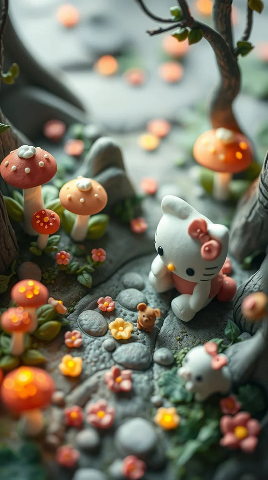 4K black background Hello Kitty wallpaper