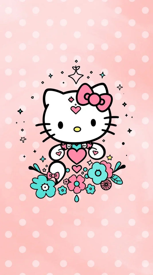 Hello Kitty design on a black background for a stylish and bold look