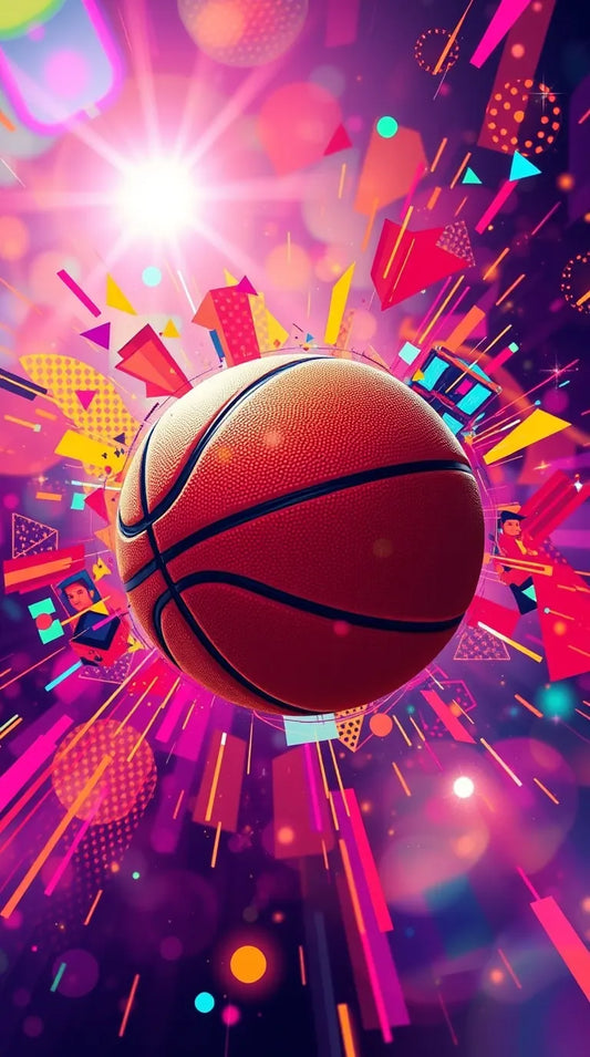 iPhone basketball wallpaper in 4K with a hoop in the background.