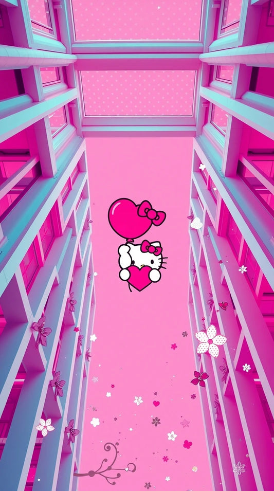 Cute pink Hello Kitty background with a soft and playful design