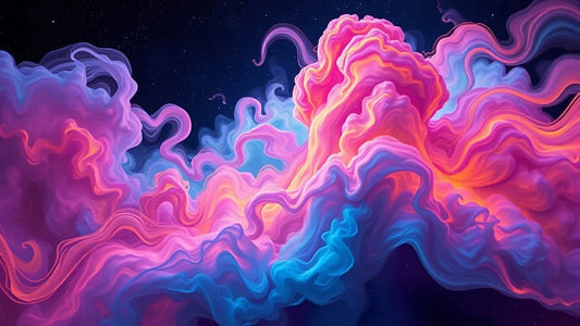 Teal painting dynamic composition